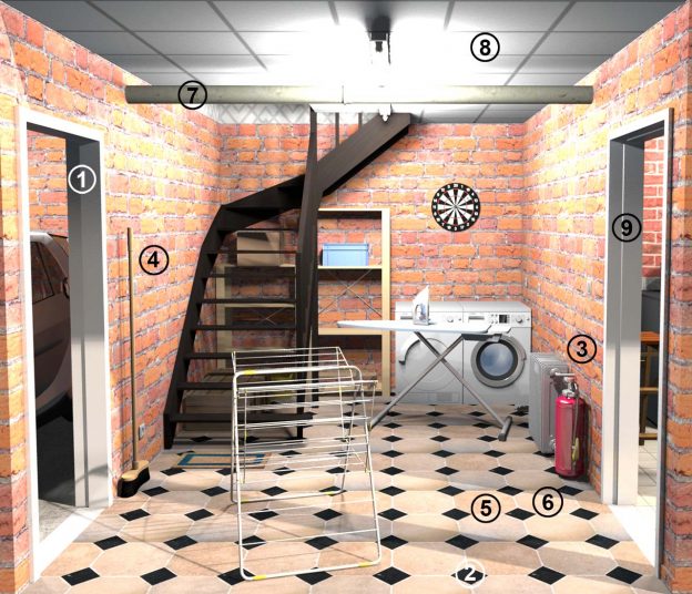 Asbestvorkommen im Modellhaus: Keller-Waschküche